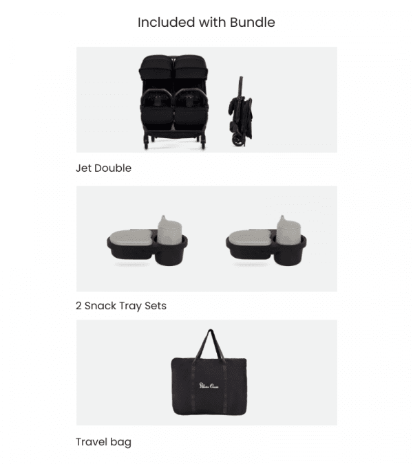 Silver Cross Jet Double Stroller Accessory Bundle - Black